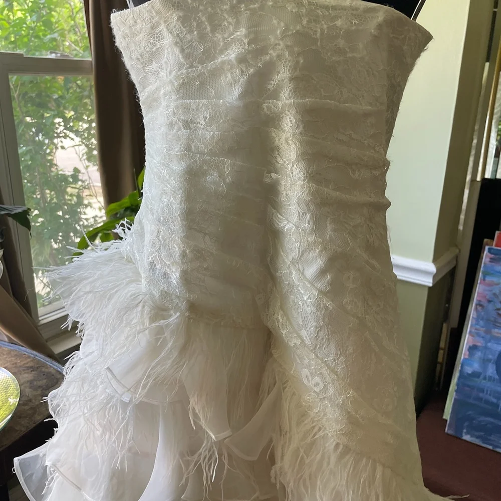 Elegant Strapless White Lace Wedding Dress Plus Size - Picture 8 of 16